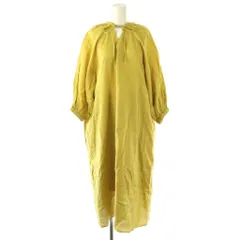 スローブ イエナ SLOBE IENA  23SS ボリュームスリーブリネンワンピース 36 黄緑 イエローグリーン /ES ■OS