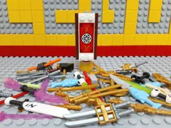 ☆ニンジャゴー☆ レゴ ミニフィグ用小物 大量50個 刀 手裏剣 杖 ソード 刀差し 旗 など LEGO 武器 忍者 侍 戦国時代