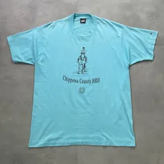 90s USA製 スクリーンスターズ 乗馬プリント Tシャツ 水色 XL シングルステッチ