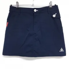 【美品】ルコックゴルフ スカート ネイビー×ライトイエロー 後ろロゴプリント  レディース 11 ゴルフウェア le coq sportif