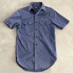 ポロバイラルフローレン 半袖ワークシャツ 茄子紺 フェード感 S