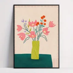 フラワー　ポスター　アート　インテリア　花　ガーデニング　インテリア　リビング　カフェ　ガレージ　部屋　ギフト　北欧　ミッドセンチュリー