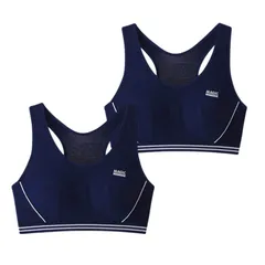 [FARFADET] 部活 ブラ ジュニア スポーツ 女の子 中学生 小学生 ファーストブラ ノンワイヤー ハーフトップ ガールズ キッズ 2枚組 (JP, カップバンド, A, 75, ネイビー) [ネイビー] [A75]