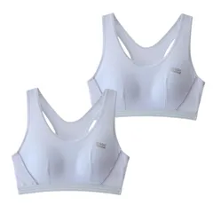 [FARFADET] 部活 ブラ ジュニア スポーツ 女の子 中学生 小学生 ファーストブラ ノンワイヤー ハーフトップ ガールズ キッズ 2枚組 (JP, カップバンド, A, 80, ブルー) [ブルー] [A80]