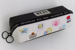 [중고] 문방구 기타 턴 오픈 펜 파우치 블랙 × 화이트 [BT21]
