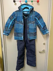 Columbia/コロンビア　スキーウェア　子供用　120㎝　XS　上下セット　チェック柄　青　ユニセックス　E540