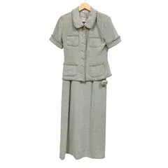 OG37 INGEBORG インゲボルグ セットアップ 半袖ジャケット ワンピース グレー エレガント レディース Mサイズ