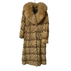 ZM1675【美品】OS FUR FASHION オズファーファッション ミンクファーロングコート ベージュ サイズF
