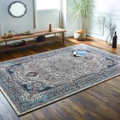 ウィルトン織 ラグ 133×190cm エジプト製 クラシック柄 メダリオン 王朝柄 超高密度 120万ノット