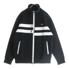 LACOSTE (ラコステ) アシンメトリー ボーダー ハイネック ジップアップ トラックジャケット ブラックのサムネイル