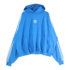 BALENCIAGA (バレンシアガ) 22AW ×adidas アディダス トレフォイル ロゴ刺繍 プルオーバースウェットパーカー フーディー ブルー 729322