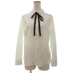 ソブ sov. ダブスタ シャツ ブラウス レース襟 リボン ボウタイ 長袖 36 アイボリー