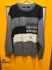 【G4-67】◇ MCM サイズ不明　ニット　黒色　グレー　白色　メンズ