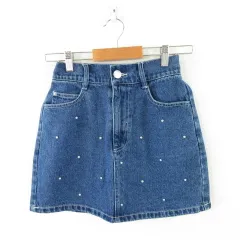 イング INGNI ビジュー付デニムミニスカート 青 M *A69