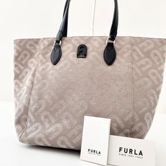 FURLA フルラ パンチングレザー トートバッグ ベージュ イタリア製 
