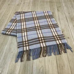 バーバリー カシミヤ100%ノバチェックマフラー(ブルー/141<!-利用不可文字-!>20.5)のサムネイル