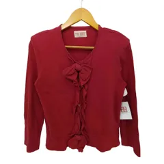 ピンクハウス PINK HOUSE リボン付 フリル ノーカラー コットンカーディガン レディース 表記無 