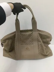 【中古品】ミラ ショーン mila schon ボストンバッグ ハンドバッグ ベージュ ロゴ 現状品