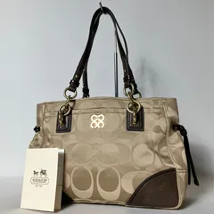2511-385｜美品｜コーチ シグネチャー ハンドバッグ ダークブラウン