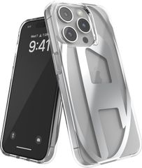 DIESEL iPhone16PRO スマホケース メタリック シルバー ロゴ - メルカリ