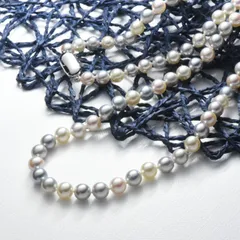 マルチカラー・マルチシェード アコヤ真珠7-7.5mmロングネックレス 90cm