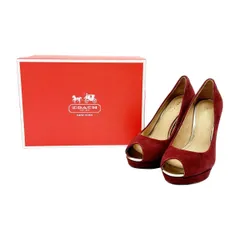 ◆◆COACH コーチ オープントゥーパンプス ピンヒール SIZE 36 7200094 パープル x レッド