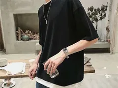 Tシャツ ビッグシルエット 半袖 トップス カットソー ブラック　360210XL