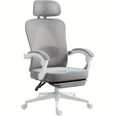 【メッシュ＆ポケットコイル】オフィスチェア オットマン付き デスクチェア フットレスト 椅子 パソコンチェア PCチェア ハイバック ゲーミングチェア おしゃれ ソファ 社長椅子【姿勢サポート】【グレー】