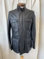 コムサイズム レザージャケット ジップアップ 羊皮 ラムレザー ブラック