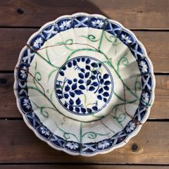 古伊万里　染付大鉢花模様 古伊万里 染付大鉢花模様 染付 大鉢 蝶柄 花｜直径22 高さ8.5｜希少