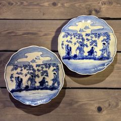 染付 大皿 [草花文絵] 平皿 盛り皿 飾り皿 器 古伊万里 江戸時代 和