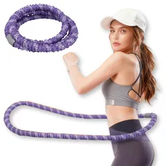 GRHONC ソフトフラフープ ダイエット用 静音 1.5kg 紐 スプリング フィットネス お腹痩せ フラフープ 大人 室内用 (パープル) [パープル]