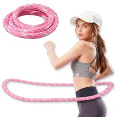 GRHONC ソフトフラフープ ダイエット用 静音 1.5kg 紐 スプリング フィットネス お腹痩せ フラフープ 大人 室内用 (ピンク) [ピンク]