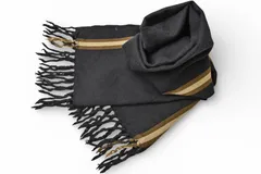 グッチ マフラー GUCCI ウインタースカーフ ウール100% GG柄/ブラック  シェリーライン【中古】