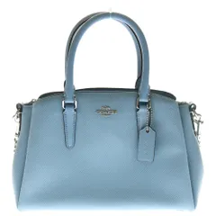 COACH (コーチ) フロントロゴデザイン チャーム付き ハンドバッグ ショルダーバッグ ライトブルー F28977