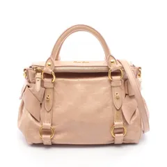 ミュウ ミュウ Miu Miu ハンドバッグ VITELLO LUX サイドリボン RT0438 ベージュピンク レザー 2wayショルダー レディース Used B