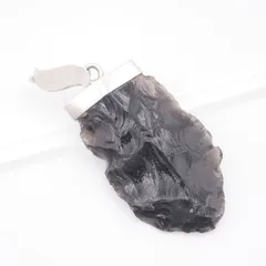 L512 特大 黒曜石 ペンダント トップ 小刀 デザイン シルバー チャーム ヘッド
