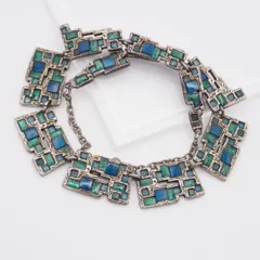 J742 イギリス ヴィンテージ MIRACLE ミラクル ネックレス ブルー グリーンエナメル デザイン 英国 アンティーク