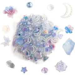 ネイルパーツ デコレーション【パープルセット】ミックスセット 立体 3D ジュエリー 手芸 パール ラインストーン 薔薇 ランダム きらきらぷんぷん丸 NP-052