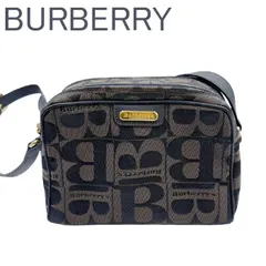 BURBERRY バーバリー ロゴ柄 ショルダーバッグ ブラウン 茶 キャンバス レザー 斜めがけ