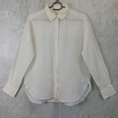 UNIQLO ユニクロ レディース リネンシャツ 麻100% ホワイト Mサイズ 長袖 トップス 〇□