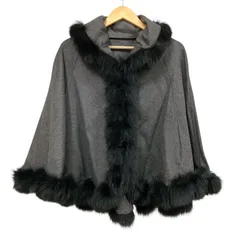 OG37 【タグ付き未使用】LAVITA collection ラビタコレクション ポンチョ ケープコート グレー カシミヤ 羊毛 レディース サイズ40