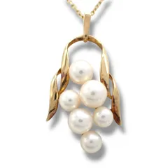 ミキモト MIKIMOTO あこや パール ネックレス ペンダント 葡萄 K14 YG 5.0～6.5mm イエローゴールド ジュエリー 4497