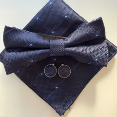 ③-8  蝶ネクタイ　ポケットチーフ　カフス3点セット