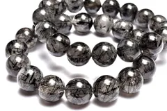 放射状◇黒い針 ブラックトルマリンインクォーツ　8mm　ブレスレット 1個売り パワーストーン 天然石 _BG6234-8