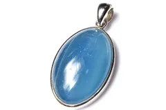 【１点物】シルバー925◇高発色 ブルーカルサイト　27x18mm　マーキス ペンダントトップ パワーストーン 天然石 _PC8292