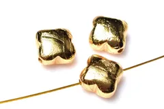 アルタイ隕石(メテオライト)　8x8mm　クローバー(貫通穴) ゴールドコーティング ビーズ 1個売り パワーストーン 天然石 _PRG2404-2