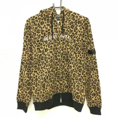 【超美品】パーリーゲイツ ジップパーカー ベージュ×ブラウン レオパード柄 裏毛スウェット  メンズ 5(L) ゴルフウェア PEARLY GATES