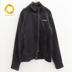 アディダス adidas ベロア ジャージ トラックジャケット M ブラック系 レディース [a852345i]