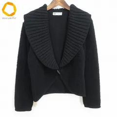 #w ランバン LANVIN ニット カーディガン 黒 ブラック キッドモヘヤ混 ヘチマカラー ヴィンテージ フランス製 レディース [972729] k01のサムネイル